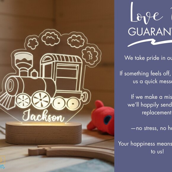 Train Custom Name Light • Personalized LED Cloud Decor • Baby Gift - Picture 6 of 8